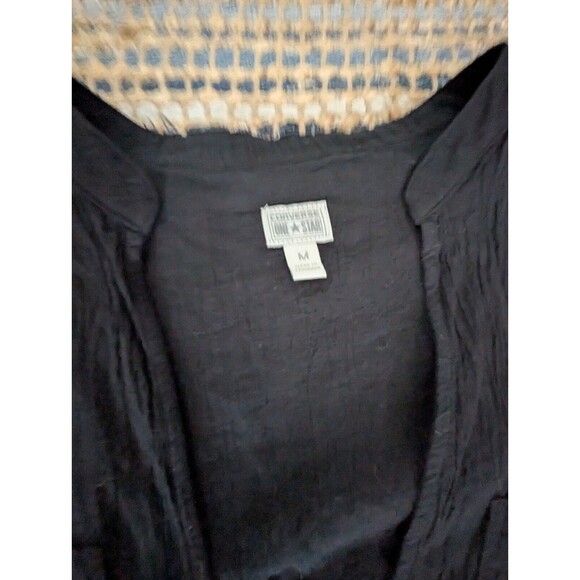 Converse Womens M Black Swim Cover Up Dress Short Vneck Drawstring Mini Beachy - Picture 3 of 7